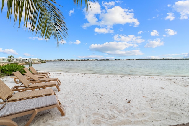 property view of water with a beach view