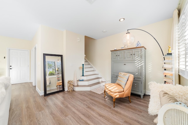 living area featuring light wood-type flooring