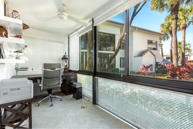 office space with ceiling fan