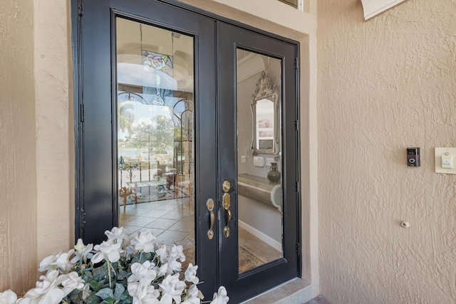 property entrance with french doors