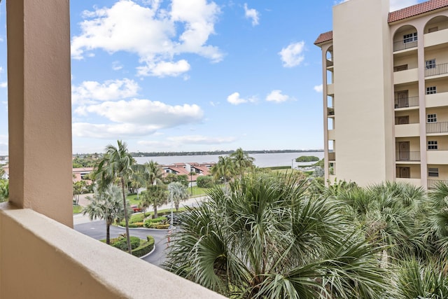 balcony with a water view