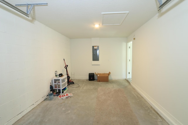 basement with electric panel