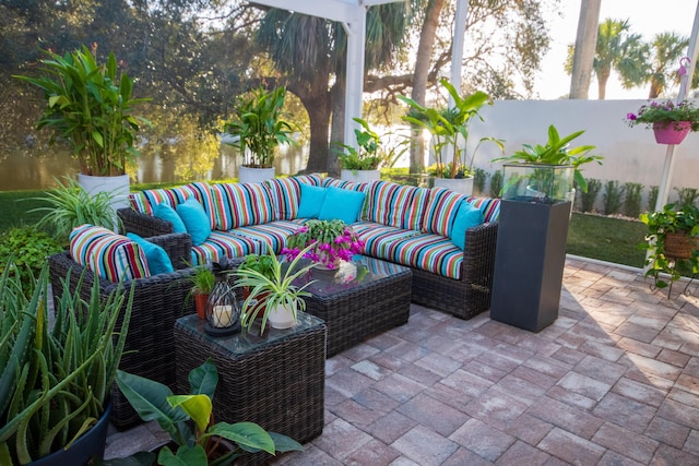 view of patio / terrace featuring an outdoor living space