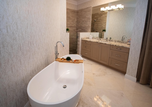 bathroom with vanity and a bathing tub