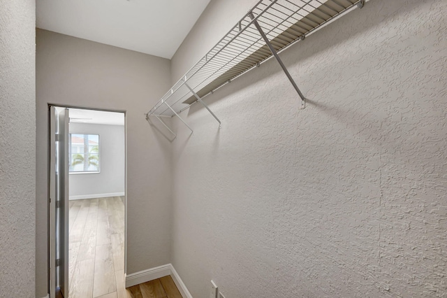 spacious closet featuring hardwood / wood-style flooring