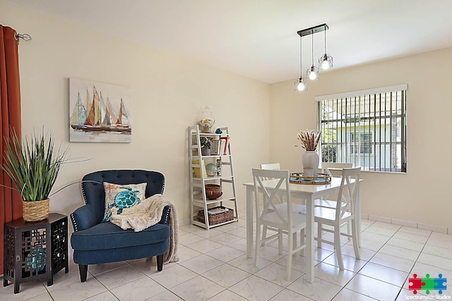 view of tiled dining area