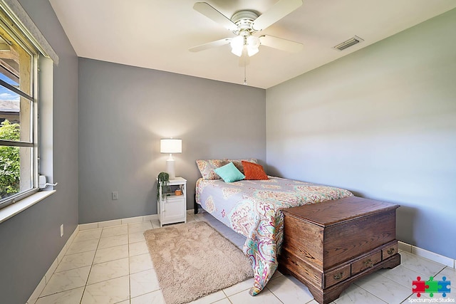 bedroom featuring ceiling fan