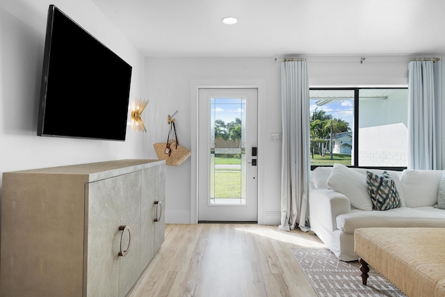 doorway featuring light hardwood / wood-style floors