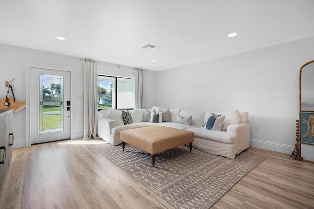 living room featuring light hardwood / wood-style floors