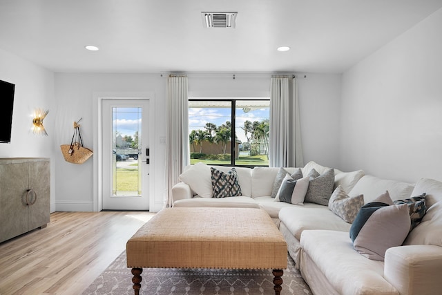 living room featuring light hardwood / wood-style flooring