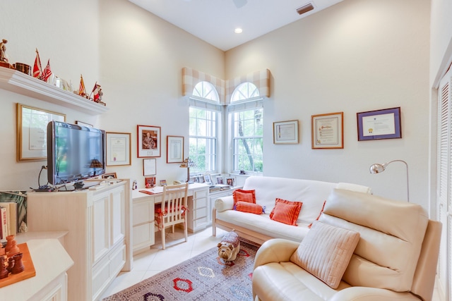 view of tiled living room