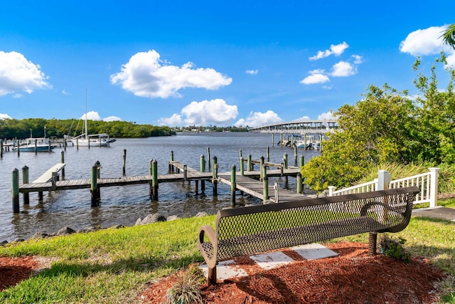 dock area featuring a water view