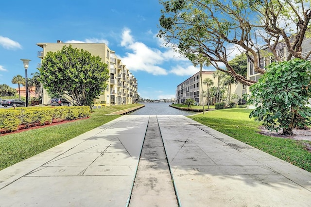 view of road featuring a water view