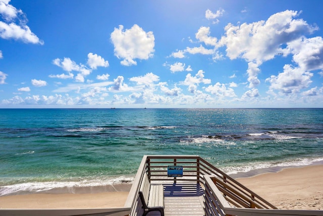 property view of water with a beach view