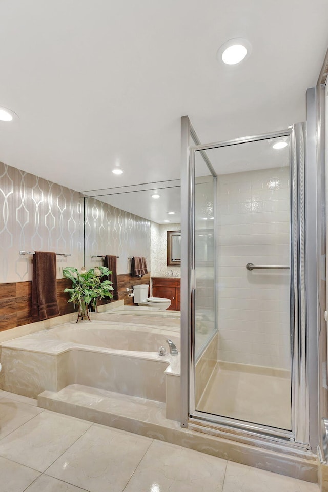 bathroom featuring tile patterned floors and an enclosed shower