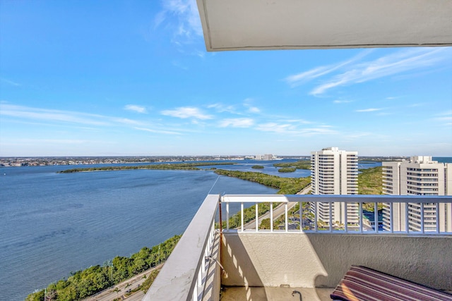 balcony with a water view