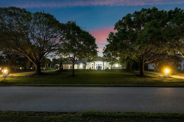 view of front of home with a lawn