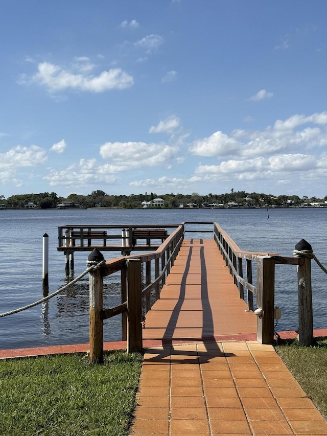 view of dock featuring a water view