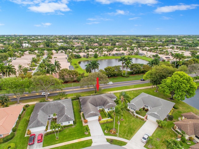 bird's eye view featuring a water view