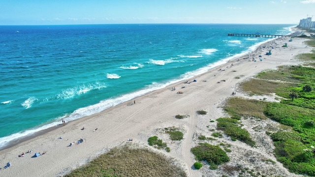 property view of water featuring a view of the beach