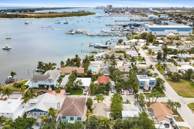 bird's eye view featuring a water view