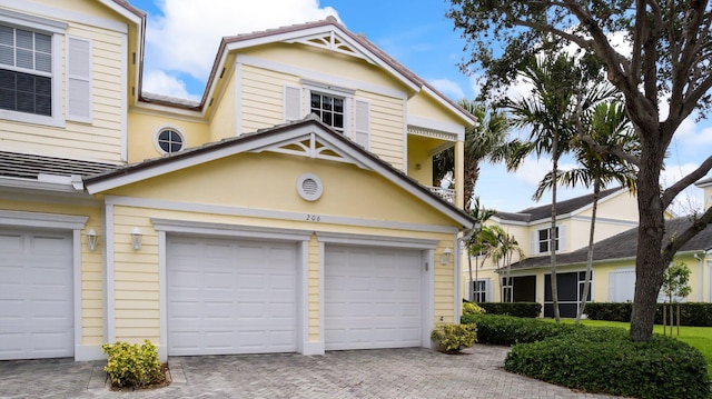 view of front property with a garage