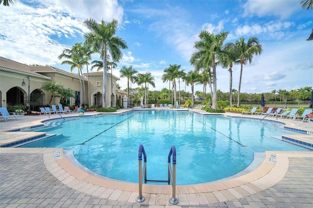 view of pool featuring a patio area