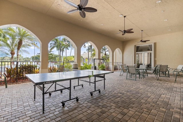 view of patio with ceiling fan