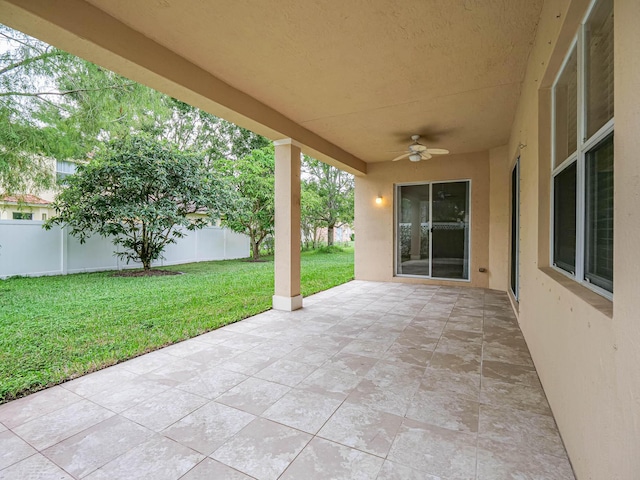 view of patio / terrace featuring ceiling fan