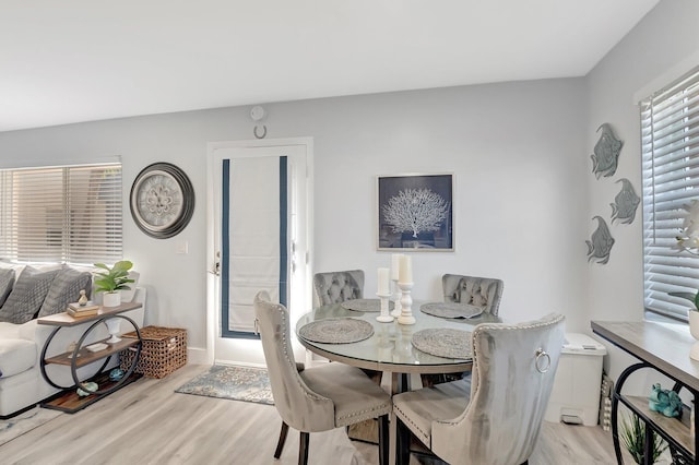 dining room with light hardwood / wood-style flooring