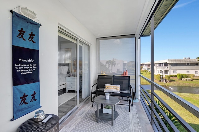 balcony with a water view