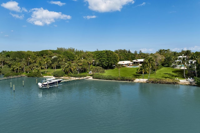 view of water feature featuring a boat dock