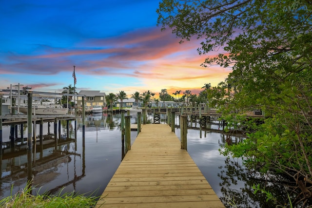 view of dock featuring a water view