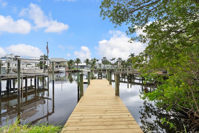 view of dock featuring a water view