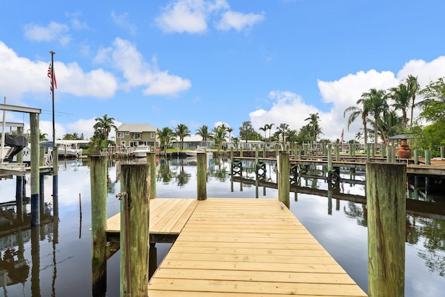 dock area with a water view