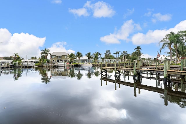 view of dock featuring a water view