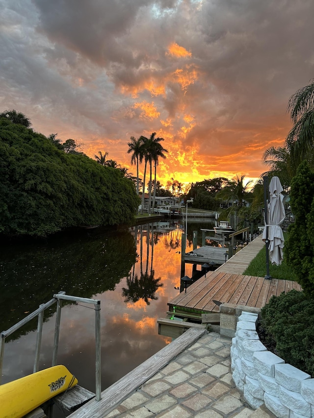 dock area featuring a water view