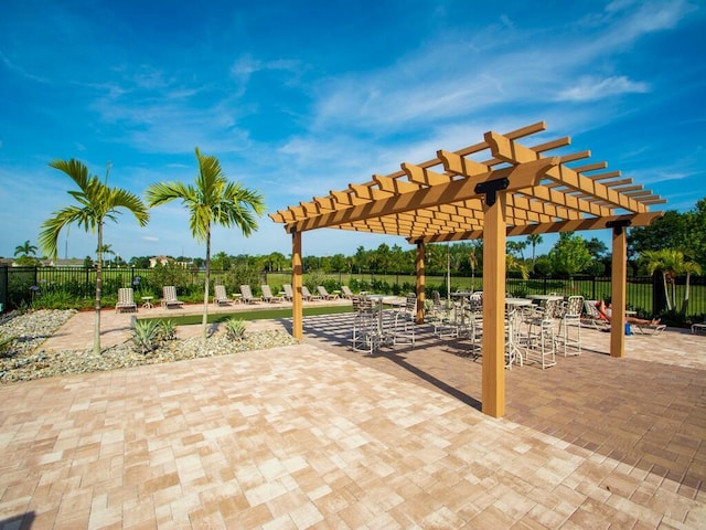 view of patio / terrace featuring a pergola