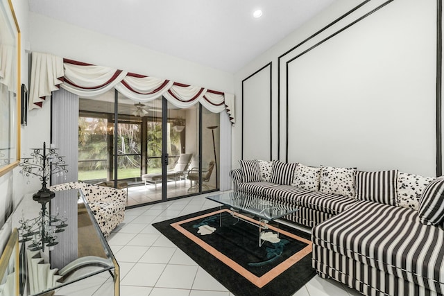 view of tiled living room