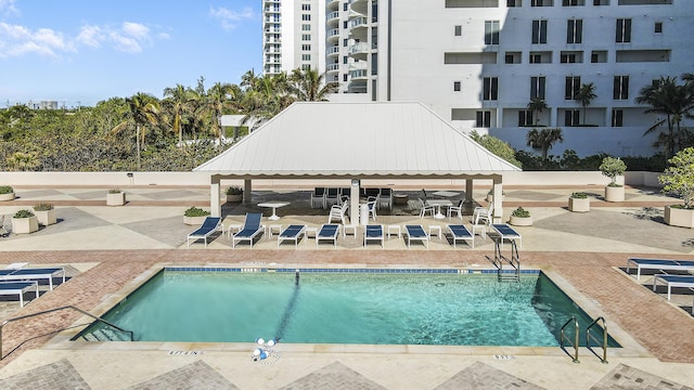 pool with a patio