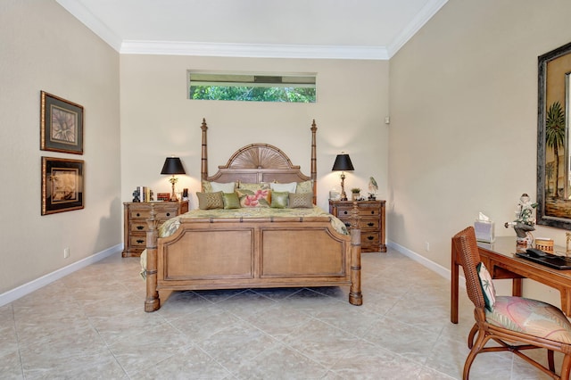 bedroom featuring ornamental molding