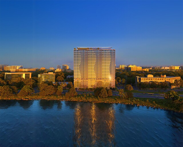 view of city with a water view