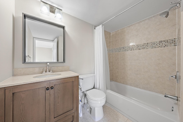 full bathroom with tile patterned flooring, vanity, toilet, and shower / bath combo