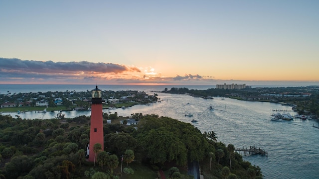 bird's eye view featuring a water view