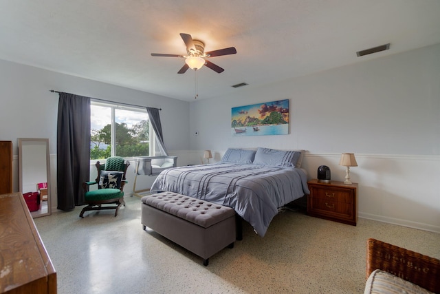 bedroom featuring ceiling fan