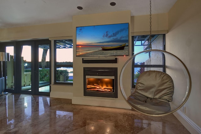 living room featuring french doors