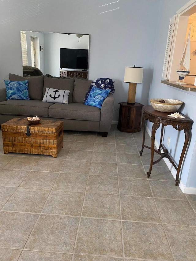 living room featuring tile patterned floors