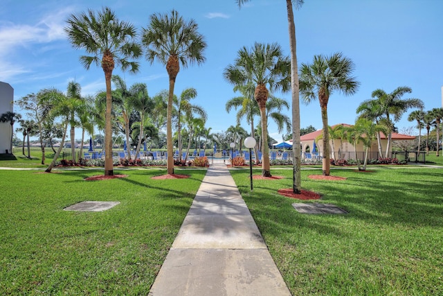 view of community with a lawn