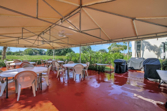 view of patio with a gazebo and area for grilling