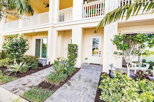 doorway to property with a balcony